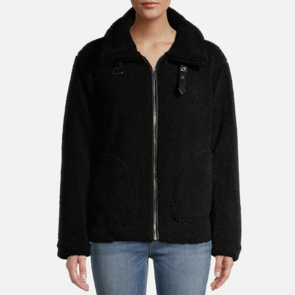 Mark Alan Women's Black Faux‎ Sherpa Jacket Size S